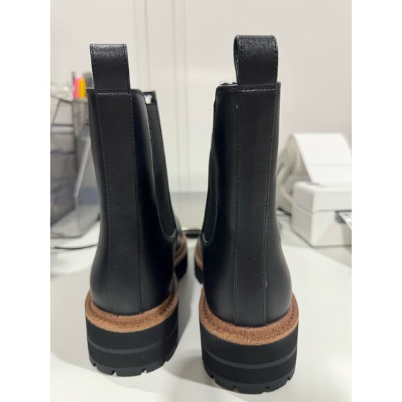 Women's Chelsea Platform Ankle Boots Chunky Heel Slip on Elastic Lug - Picture 4 of 5